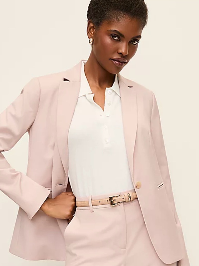 Ann Taylor Blush Sand Single-Button Blazer